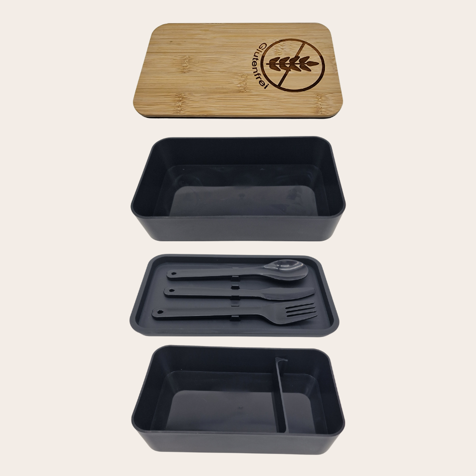 Glutenfreie Lunchboxen/ Brotdosen doppellagig mit Besteck
