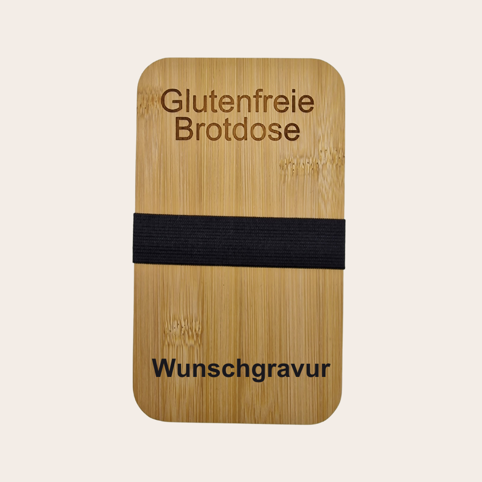 Mit Wunschgravur: Glutenfreie Lunchbox/ Brotdose doppellagig mit Besteck