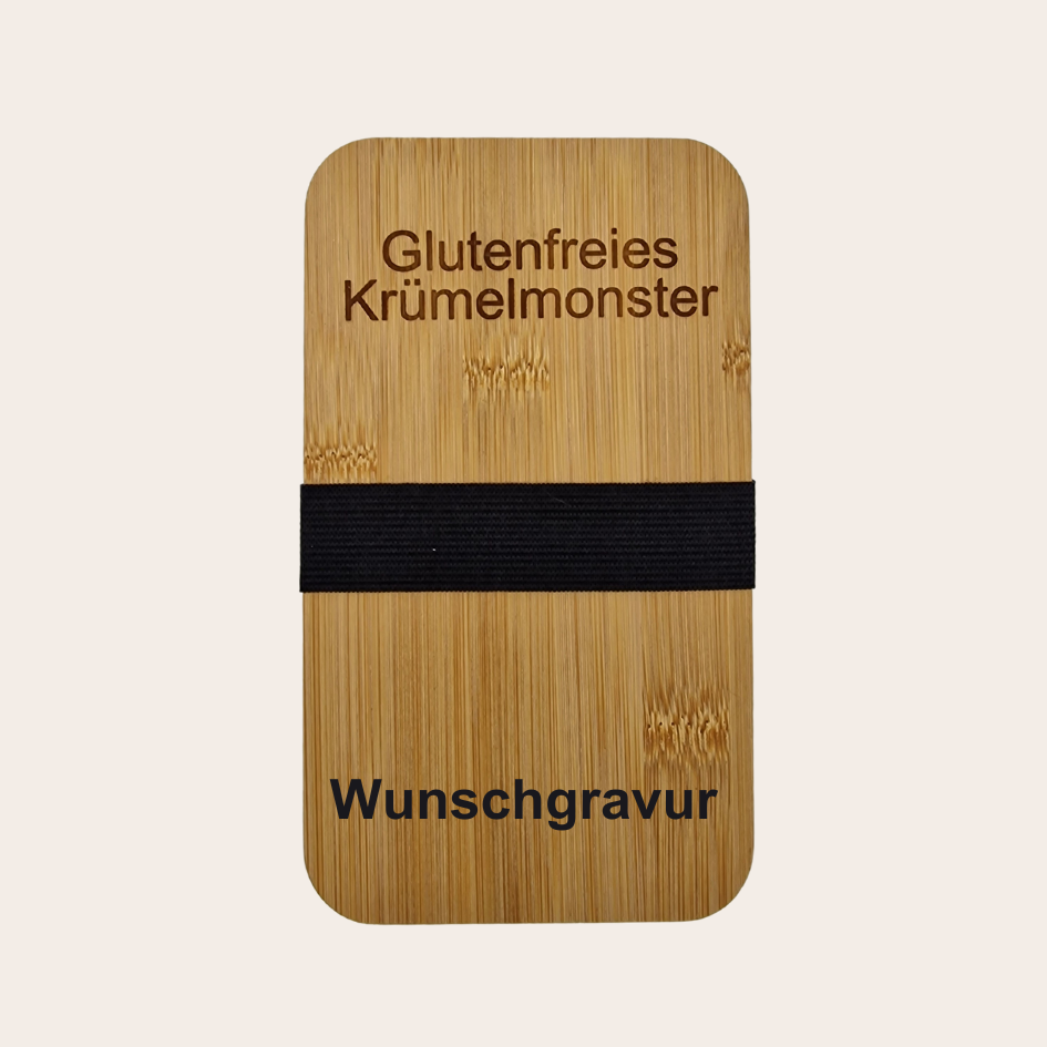 Mit Wunschgravur: Glutenfreie Lunchbox/ Brotdose doppellagig mit Besteck