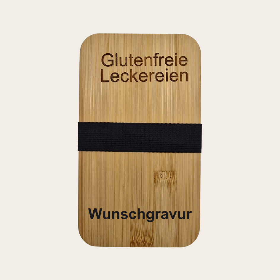 Mit Wunschgravur: Glutenfreie Lunchbox/ Brotdose doppellagig mit Besteck