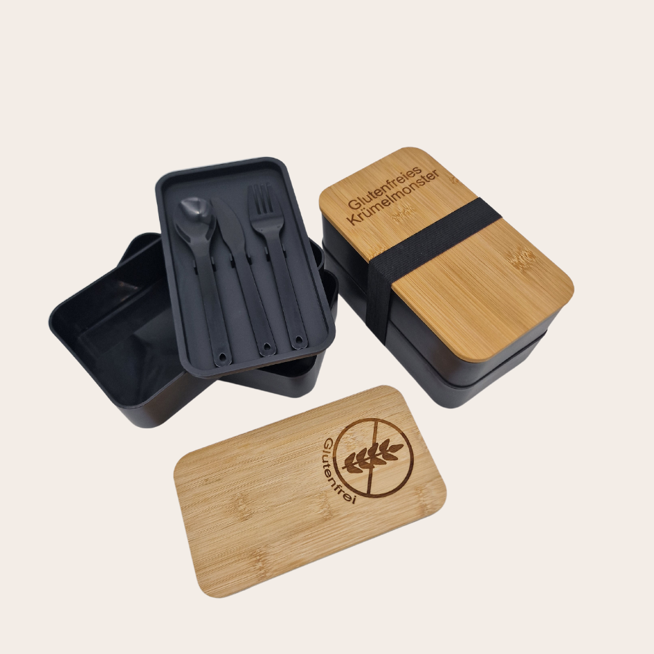 Glutenfreie Lunchboxen/ Brotdosen doppellagig mit Besteck