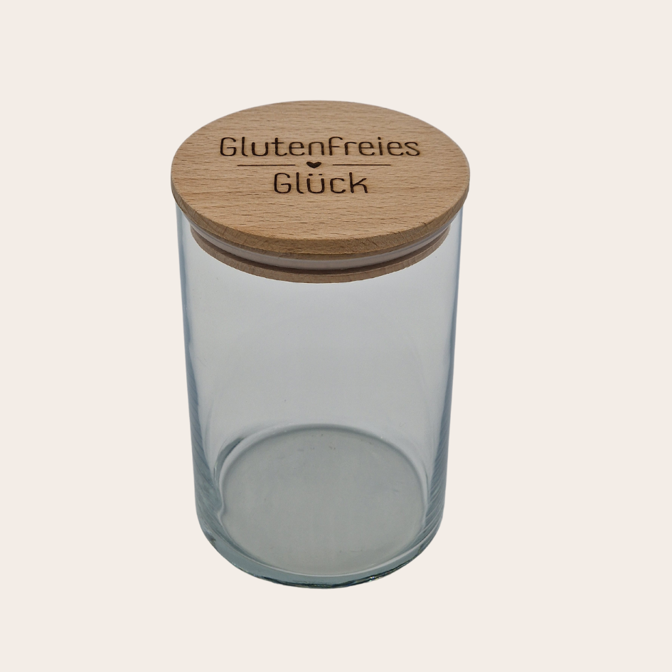 Glutenfreies Vorratsglas mit Holzdeckel