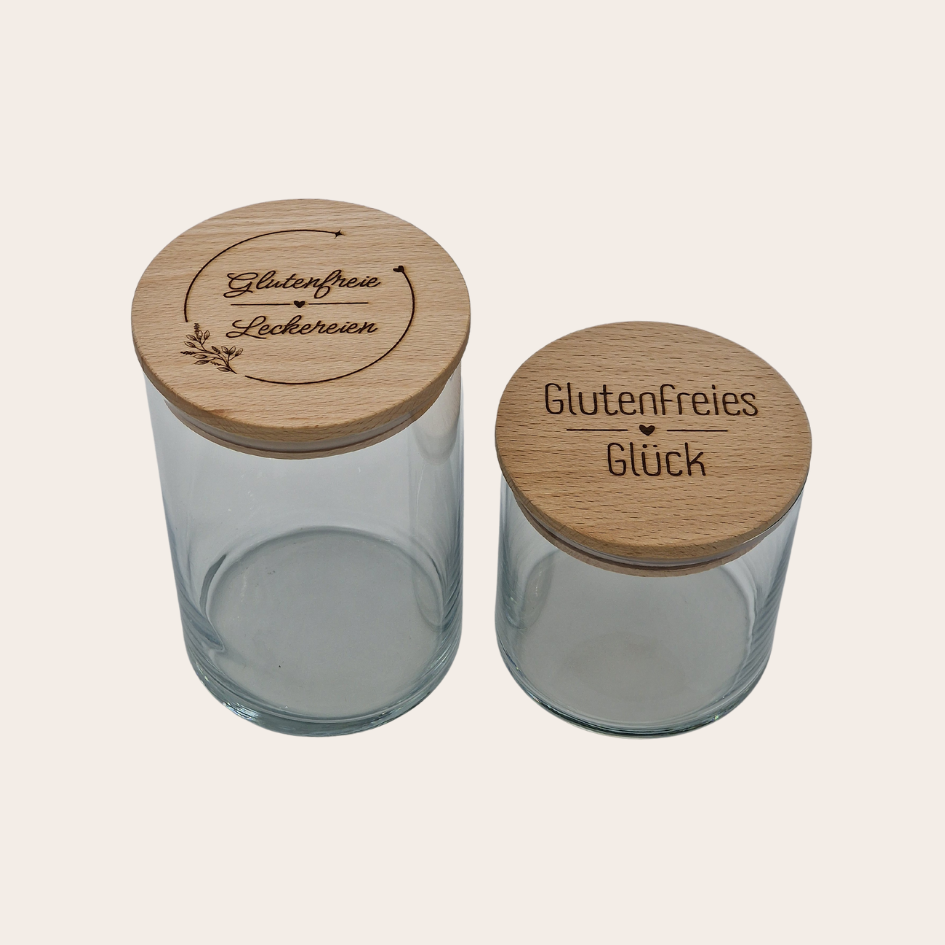 Glutenfreies Vorratsglas mit Holzdeckel