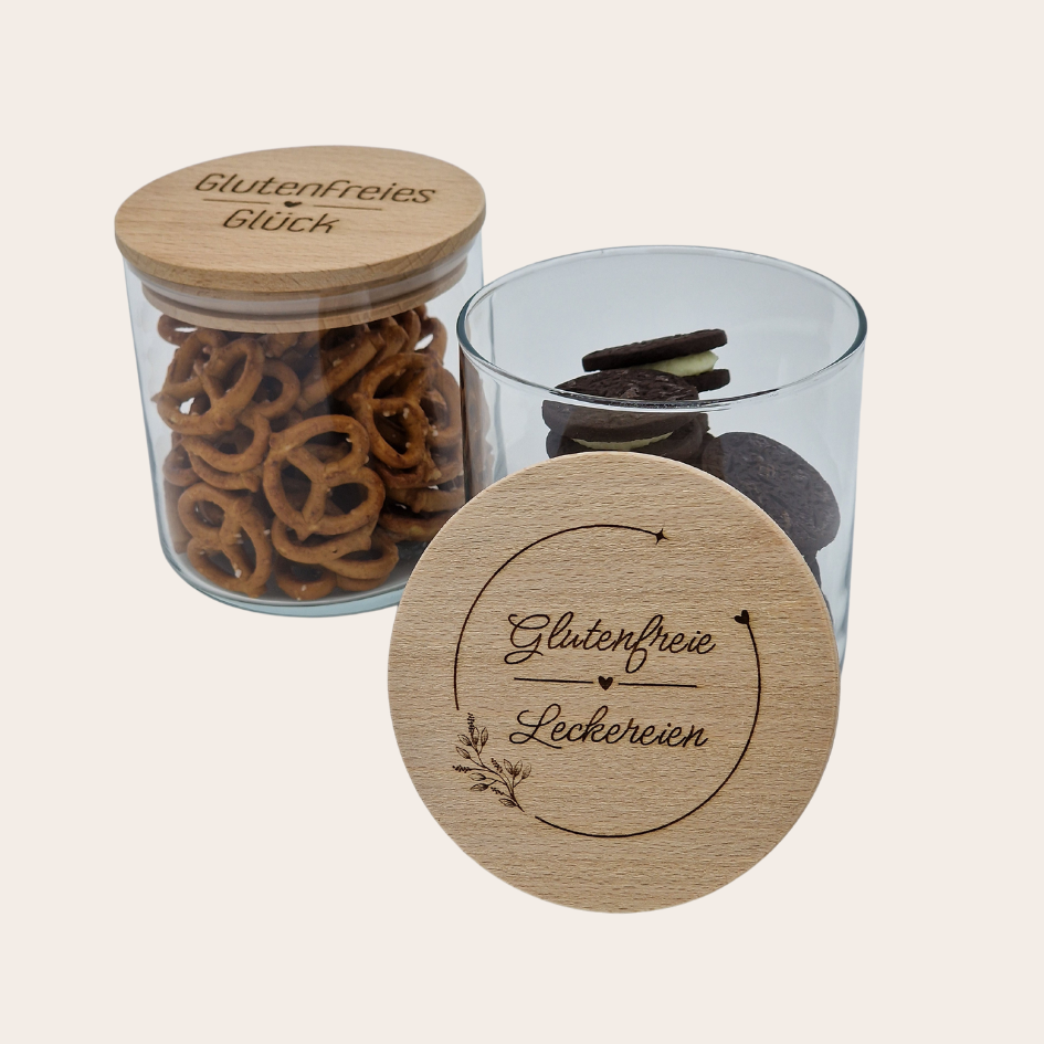 Glutenfreies Vorratsglas mit Holzdeckel