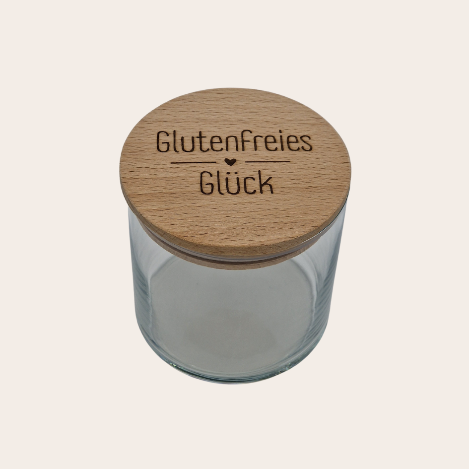 Glutenfreies Vorratsglas mit Holzdeckel